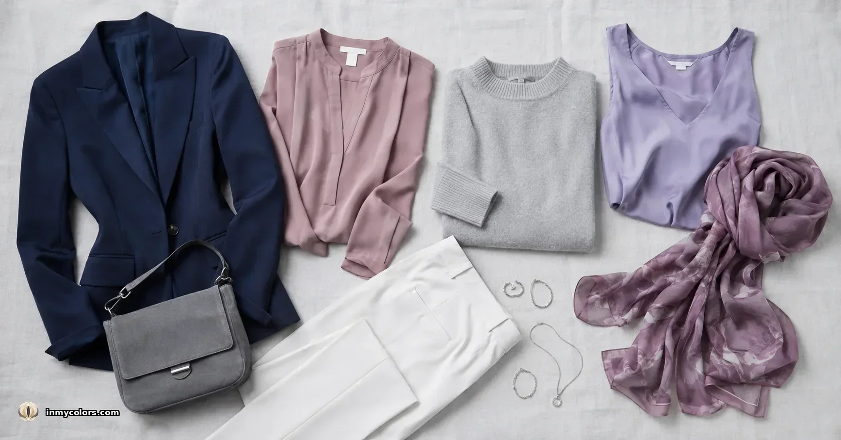 True Summer wardrobe capsule — muted mauve, greyed blue and soft teal pieces