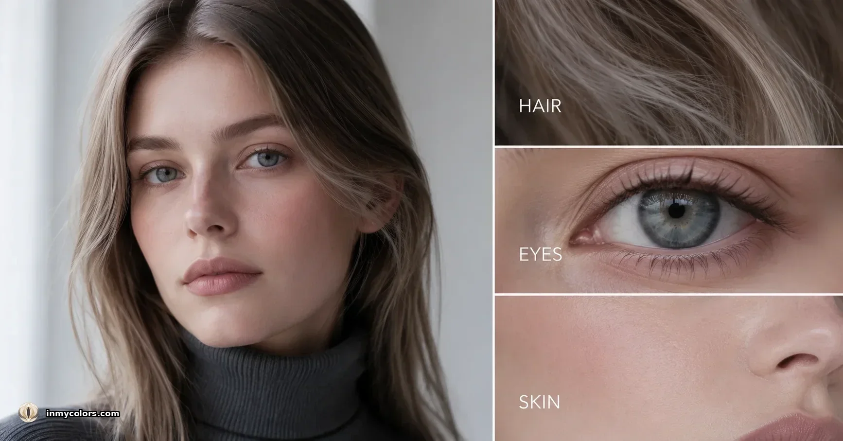 True Summer colouring — soft rosy cool skin with ashy medium hair and cool grey-blue eyes