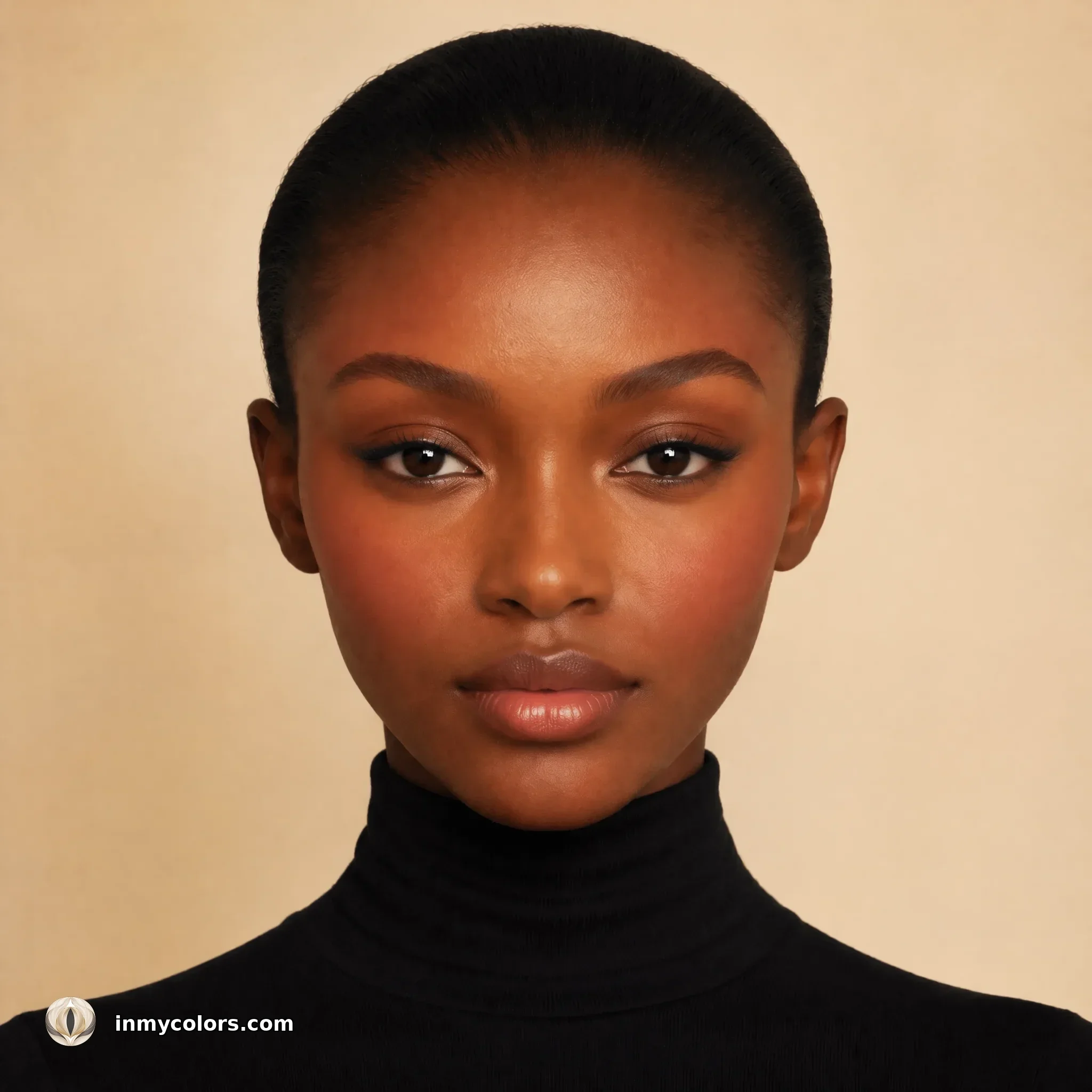 Inverted triangle face shape with correct blusher placement shown — lower cheekbone angling toward jaw