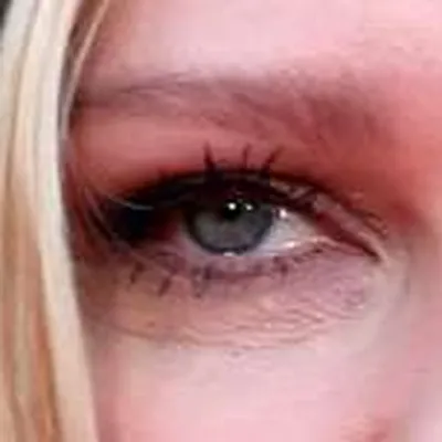 Kirsten Dunst's eyes — pale blue, gentle Light Summer quality