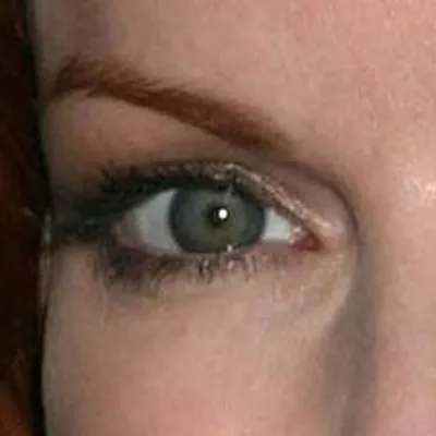 Marcia Cross's eyes — warm green-blue, clear Spring quality