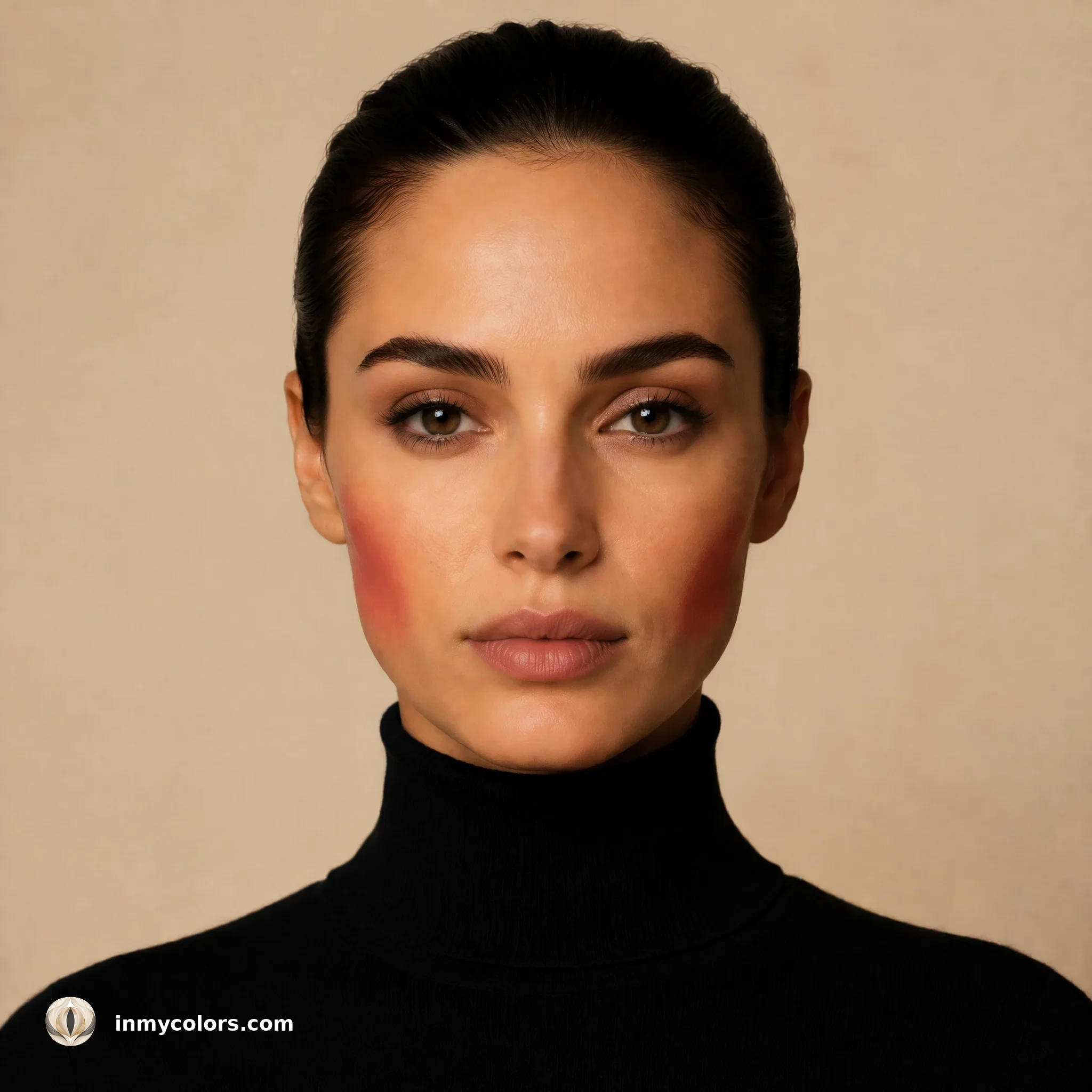 Oval face shape with incorrect blusher placement shown