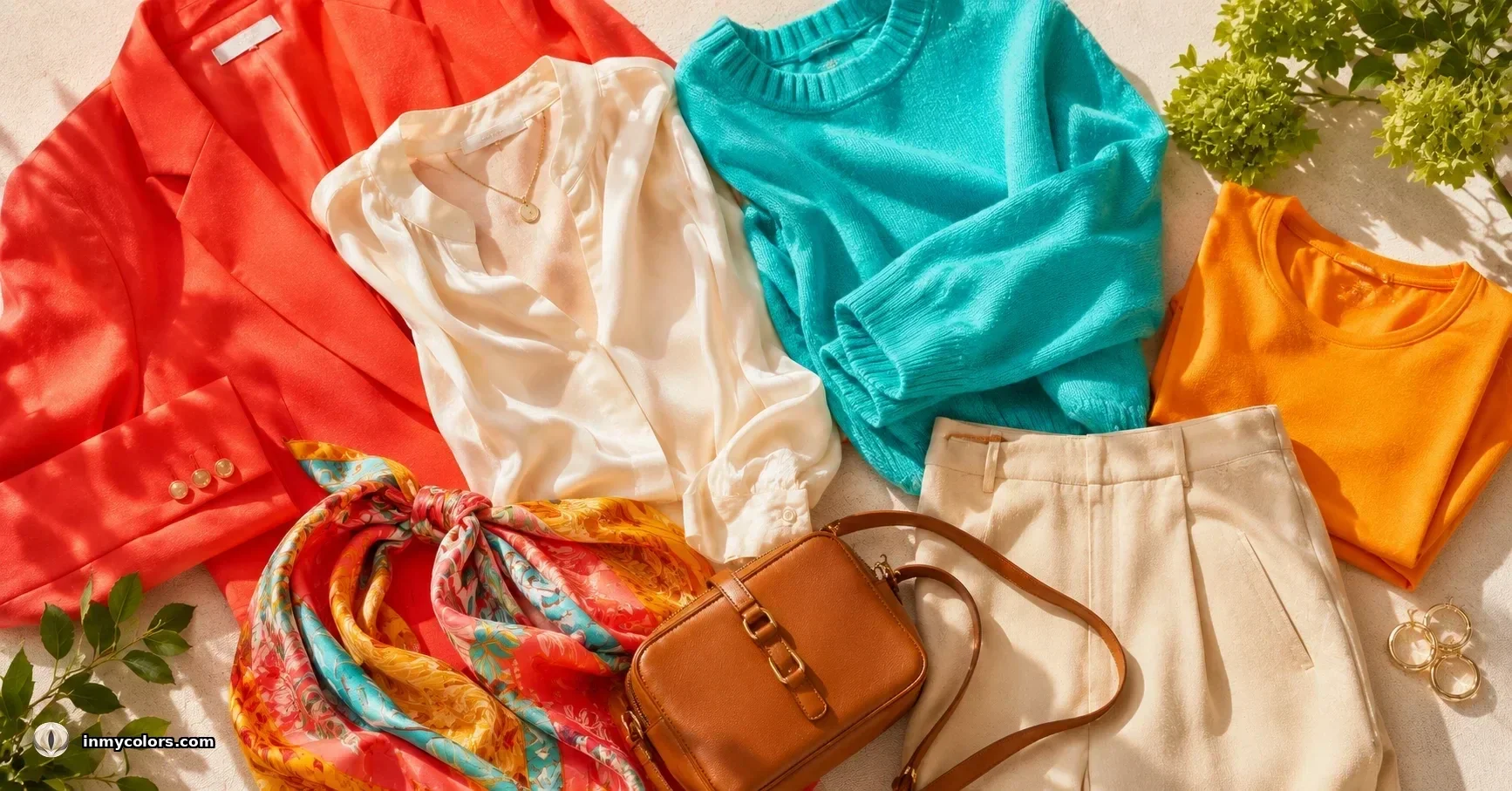 Bright Spring wardrobe capsule — vivid coral, bright aqua and warm yellow pieces