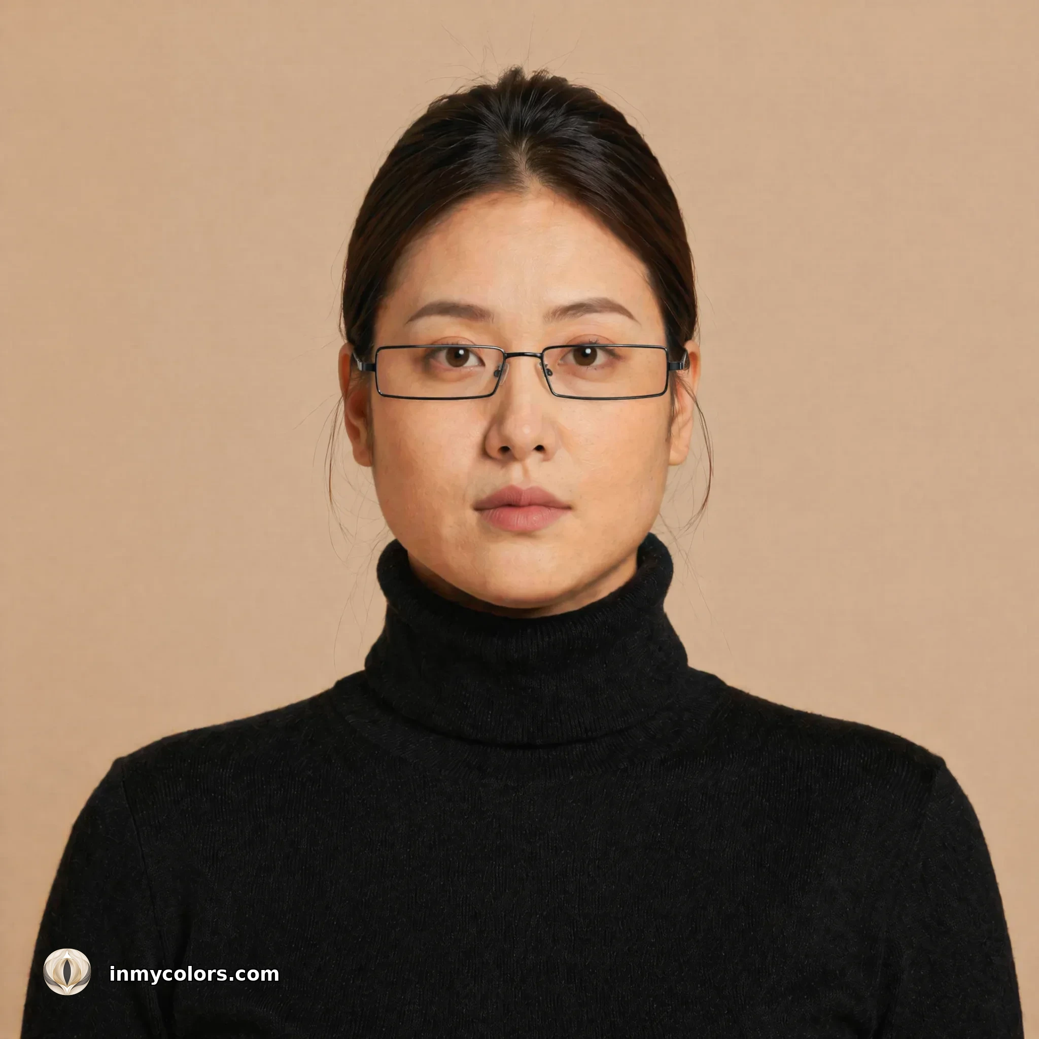 Triangular face shape wearing narrow frames that draw the eye downward — what to avoid